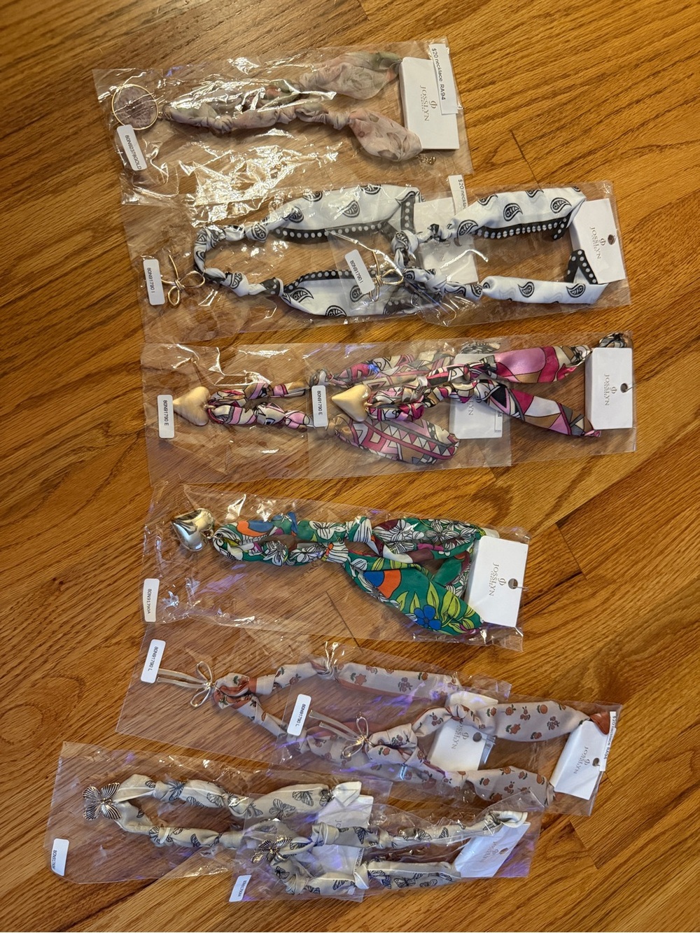 10 Joslyn BULK  Scarf Necklaces – Assorted Patterned Colors